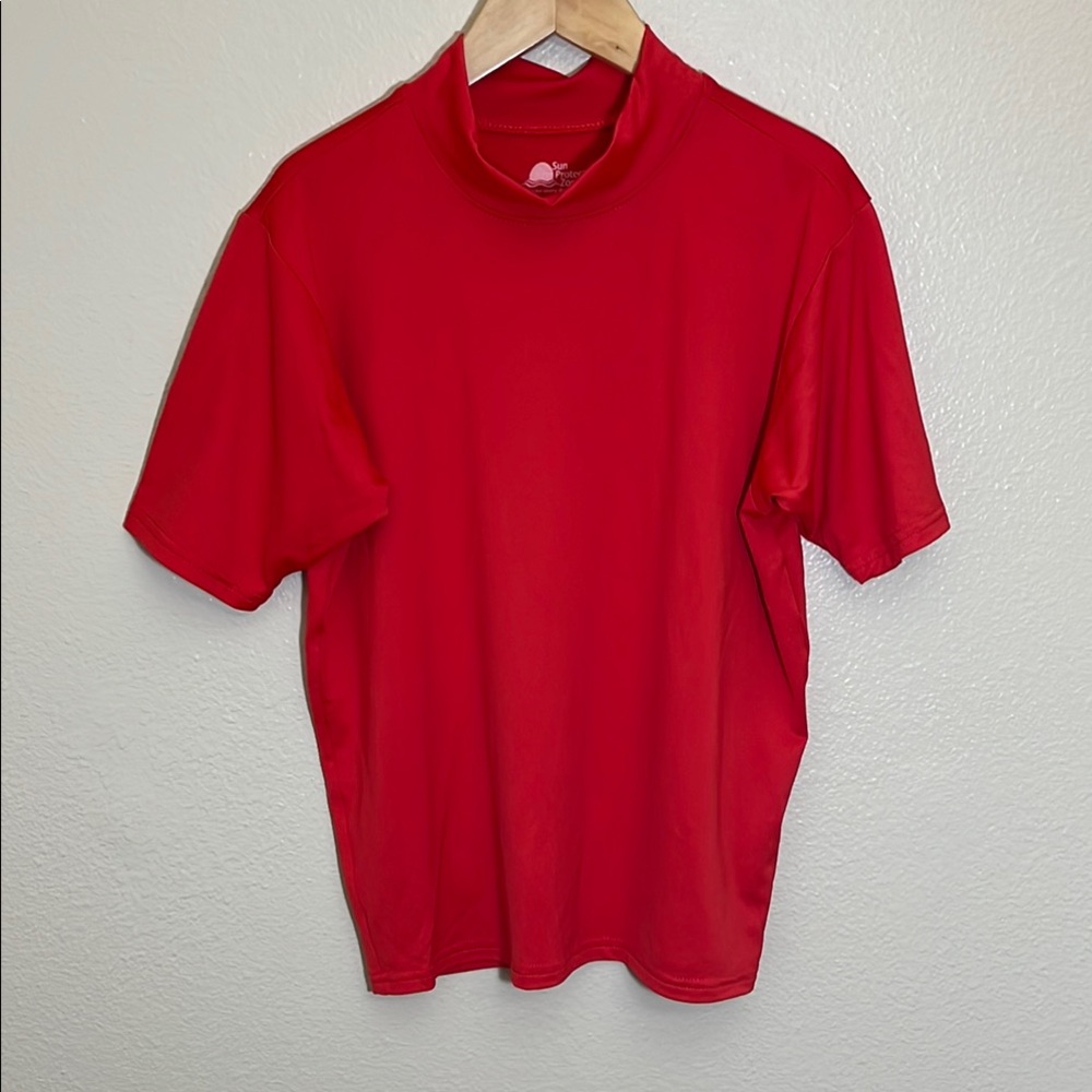 Sun Protection Zone Red Rash Guard Summer Beach Swim Shirt